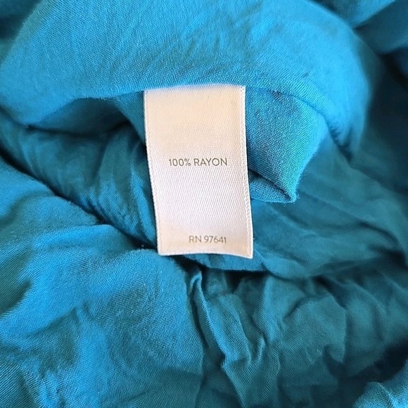 J Jill Long Dress 3/4 Sleeve V-neck Green Blue Paisley Size L Boho Cottagecore - Picture 12 of 15